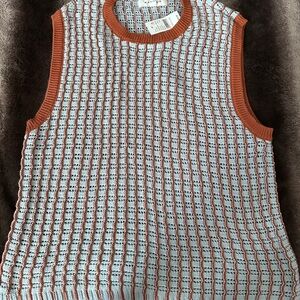 PacSun Blue and Brown Crewneck Sweater Vest